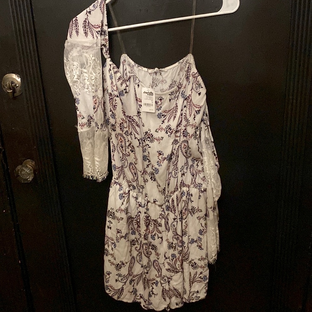 Charlotte Russe romper white, pink, and blue